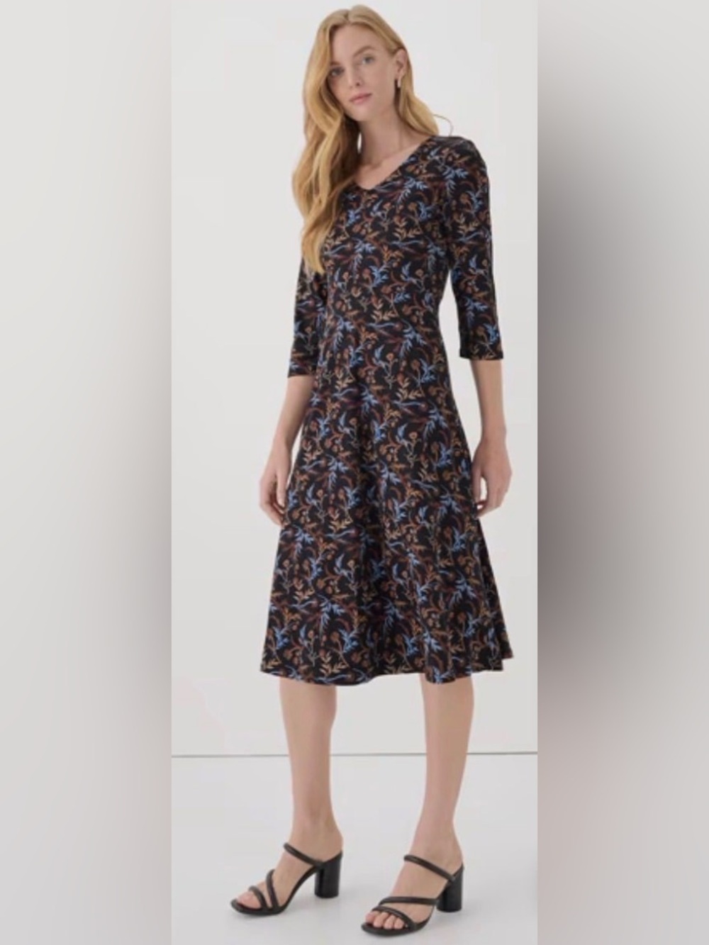 NWOT Pact Fit & Flare Floral Party Midi Dress, size XS